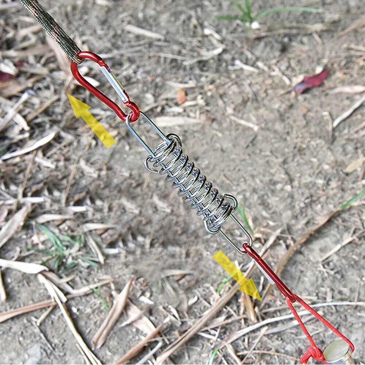 1-15PCS Outdoor Camping Tent Spring Wind Rope Buckle Fix Hook Buckles Silver Red - 5pcs
