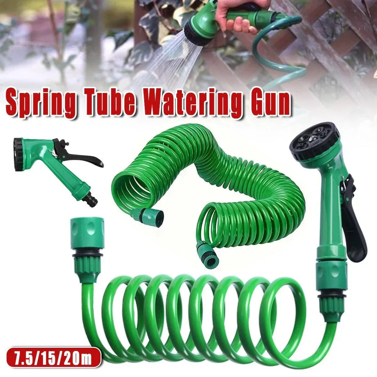 Telescopic Water Hose with Nozzle Garden Sprinkler for Plant Watering Household - 20m
