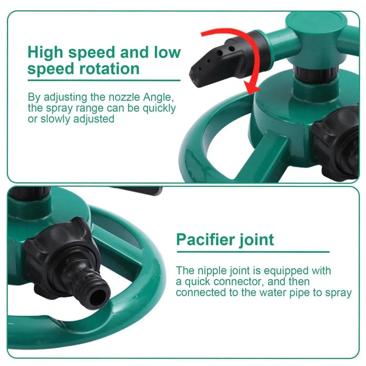 Small Disc Sprinkler 360 Degree Rotating Garden Sprayer Three Prong Spray Water - Blue