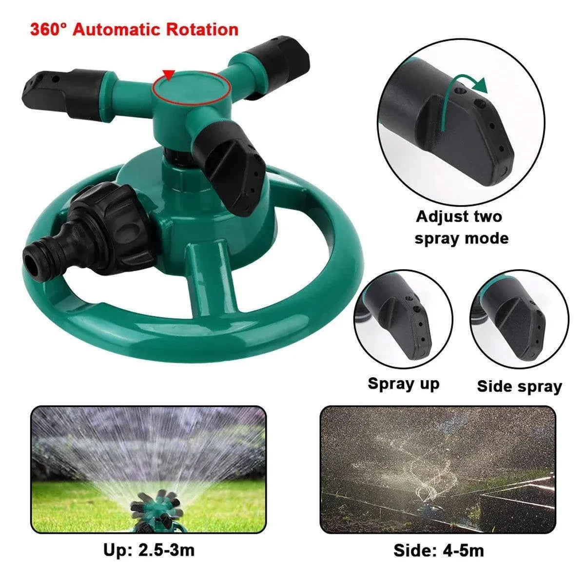 Small Disc Sprinkler 360 Degree Rotating Garden Sprayer Three Prong Spray Water - Blue