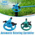 Small Disc Sprinkler 360 Degree Rotating Garden Sprayer Three Prong Spray Water - Blue