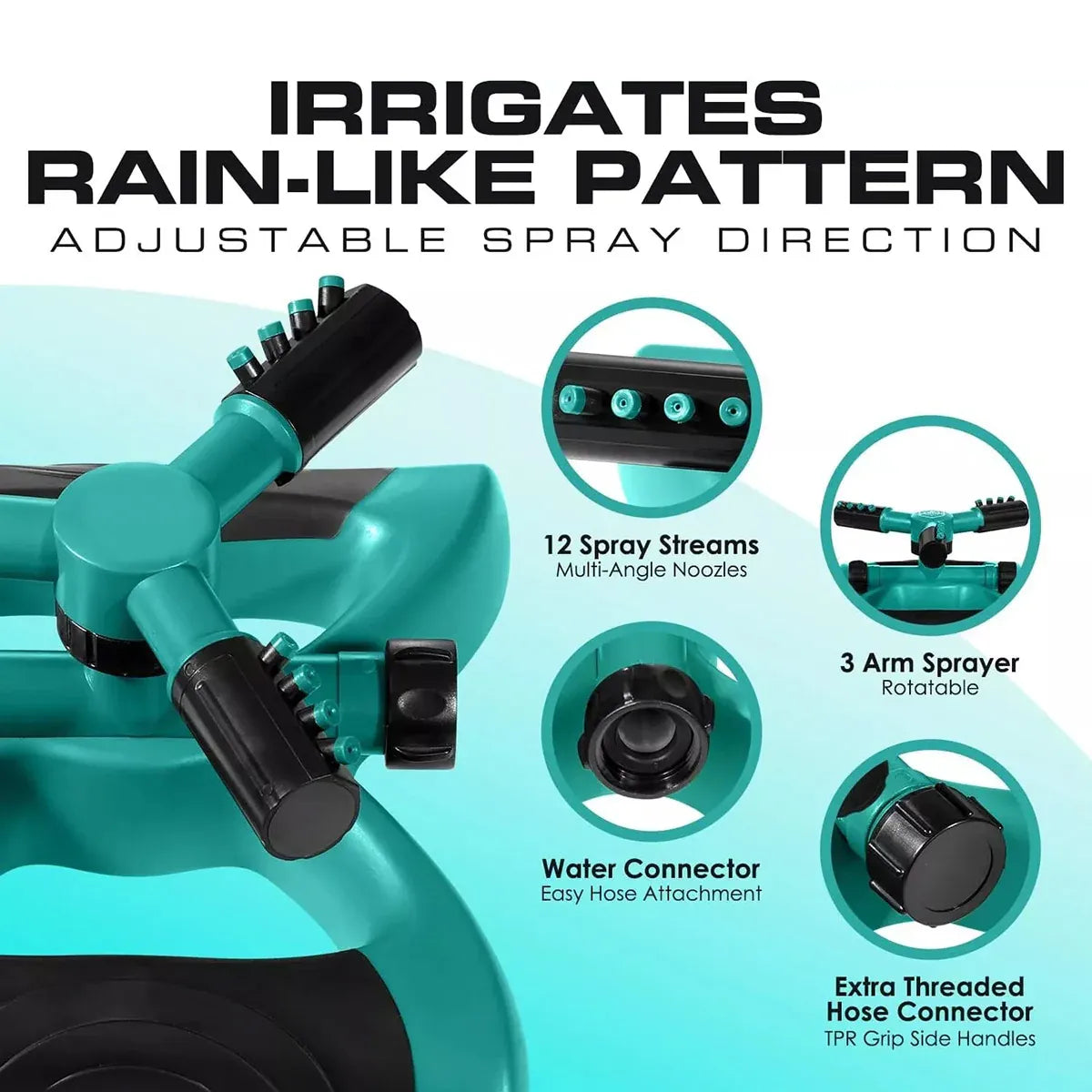 360° Rotating Sprayer Watering Grass Lawn Automatic Garden Tool Water Sprinkler