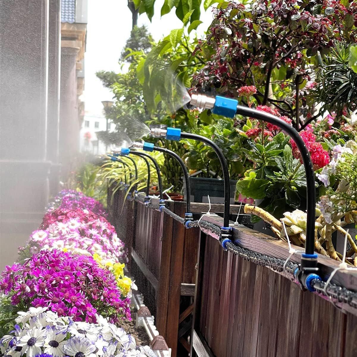 10m Garden Misting Irrigation System Kit, DIY Drip Watering Hose with 5 Nozzles