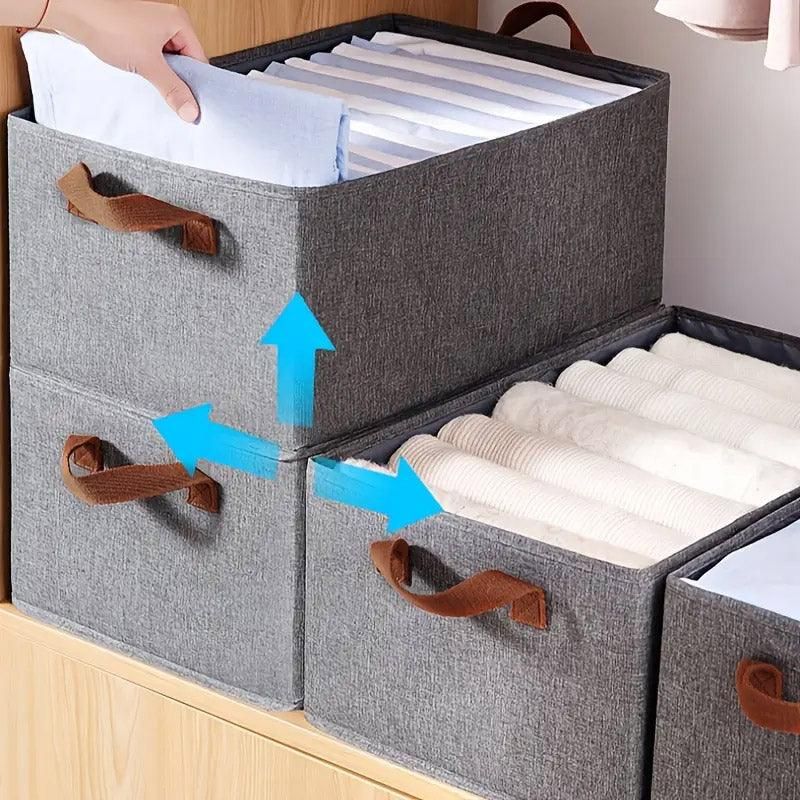 4pcs Foldable Clothes Storage Box Organizer Fabric Storage Box for Organization - Grey