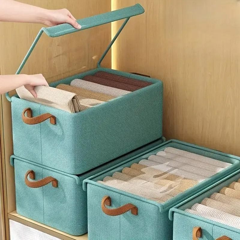 4pcs Foldable Clothes Storage Box Organizer Fabric Storage Box for Organization - Grey
