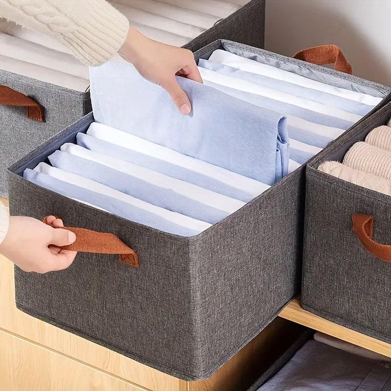 4pcs Foldable Clothes Storage Box Organizer Fabric Storage Box for Organization - Grey