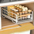 Pull Out Kitchen Storage Rack Basket Drawer Dish Organizer Slide Cabinet Shelf - White