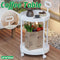 Cream Round Side Table on Wheels, 2-Tier Mobile Bedside & Sofa End Table 40cm
