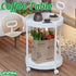 Cream Round Side Table on Wheels, 2-Tier Mobile Bedside & Sofa End Table 40cm