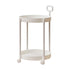 Cream Round Side Table on Wheels, 2-Tier Mobile Bedside & Sofa End Table 40cm