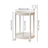 Cream Round Side Table on Wheels, 2-Tier Mobile Bedside & Sofa End Table 40cm