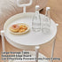 Cream Round Side Table on Wheels, 2-Tier Mobile Bedside & Sofa End Table 40cm