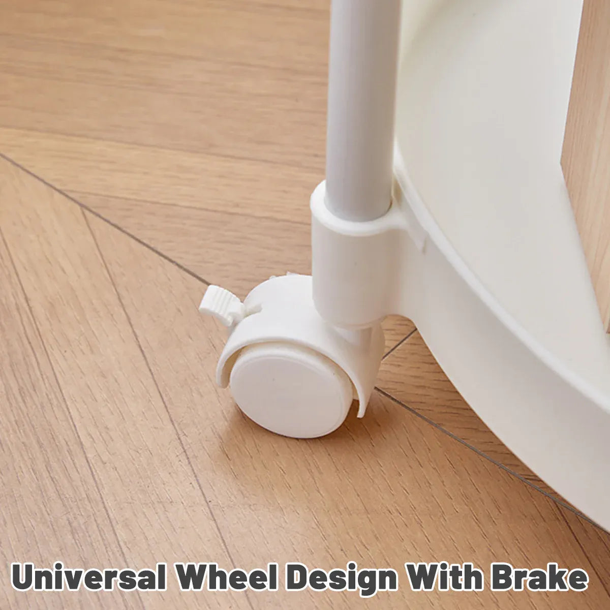 Cream Round Side Table on Wheels, 2-Tier Mobile Bedside & Sofa End Table 40cm