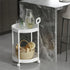 Cream Round Side Table on Wheels, 2-Tier Mobile Bedside & Sofa End Table 40cm