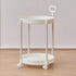 Cream Round Side Table on Wheels, 2-Tier Mobile Bedside & Sofa End Table 40cm