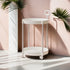 Cream Round Side Table on Wheels, 2-Tier Mobile Bedside & Sofa End Table 40cm