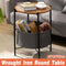 Round Side Table Bedside Storage Basket Modern Home Table with Storage Organizer