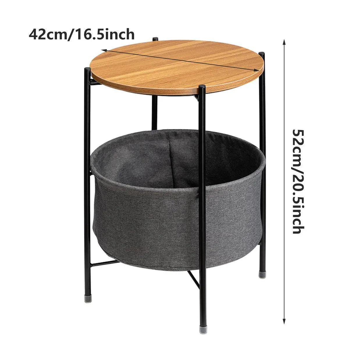 Round Side Table Bedside Storage Basket Modern Home Table with Storage Organizer