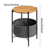 Round Side Table Bedside Storage Basket Modern Home Table with Storage Organizer