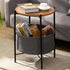 Round Side Table Bedside Storage Basket Modern Home Table with Storage Organizer