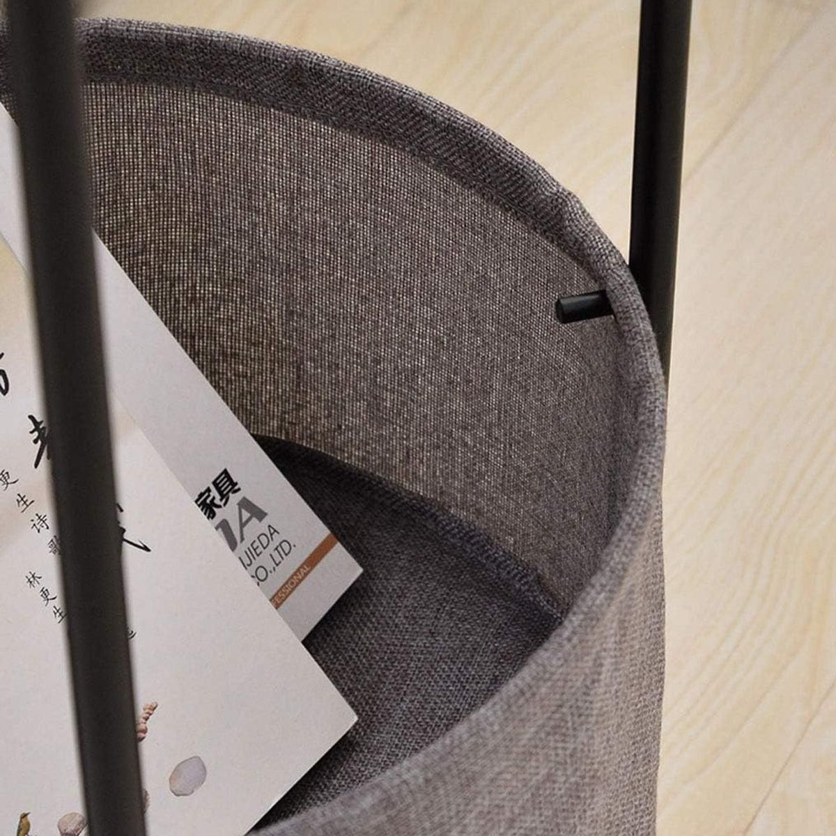 Round Side Table Bedside Storage Basket Modern Home Table with Storage Organizer