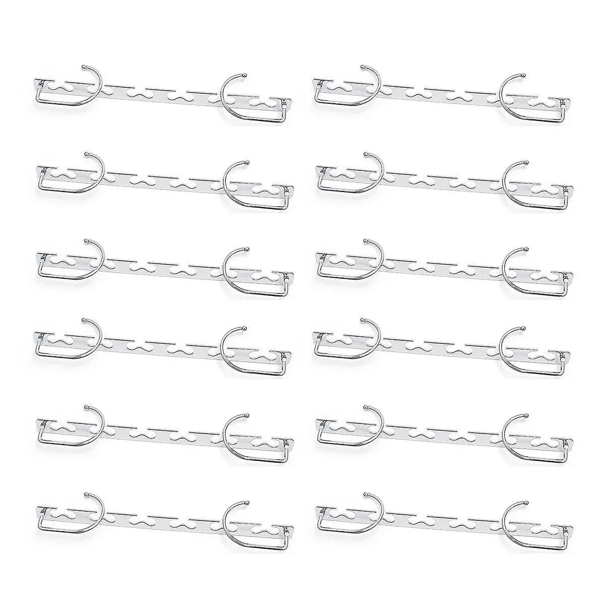 12 Pack Space Saving Clothes Hangers Metal Swivel Hook Wardrobe Organiser Rack