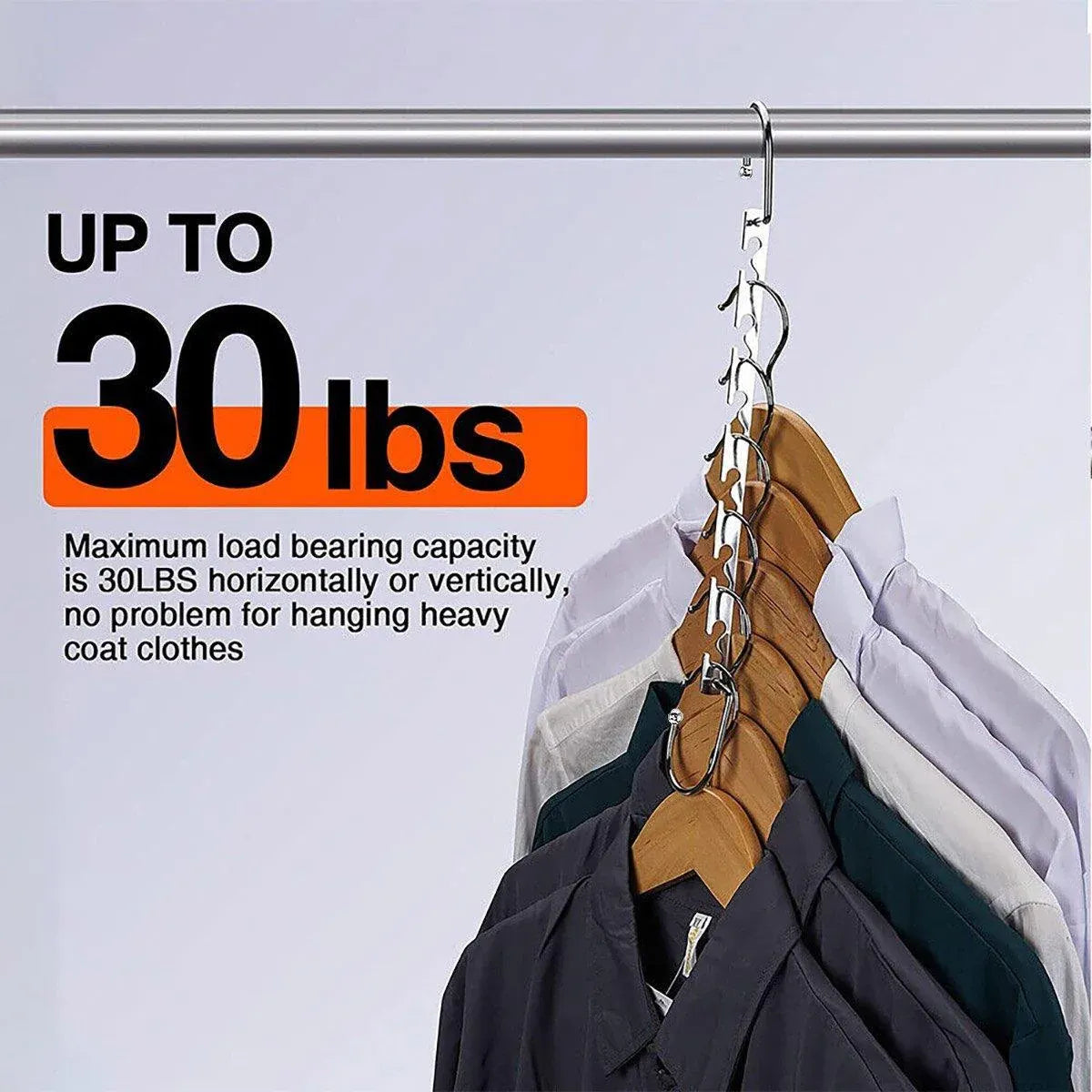 Clothes Hanger Space Saving Hook Folding Wardrobe Multipurpose Rack Coat Pants - 12PCS