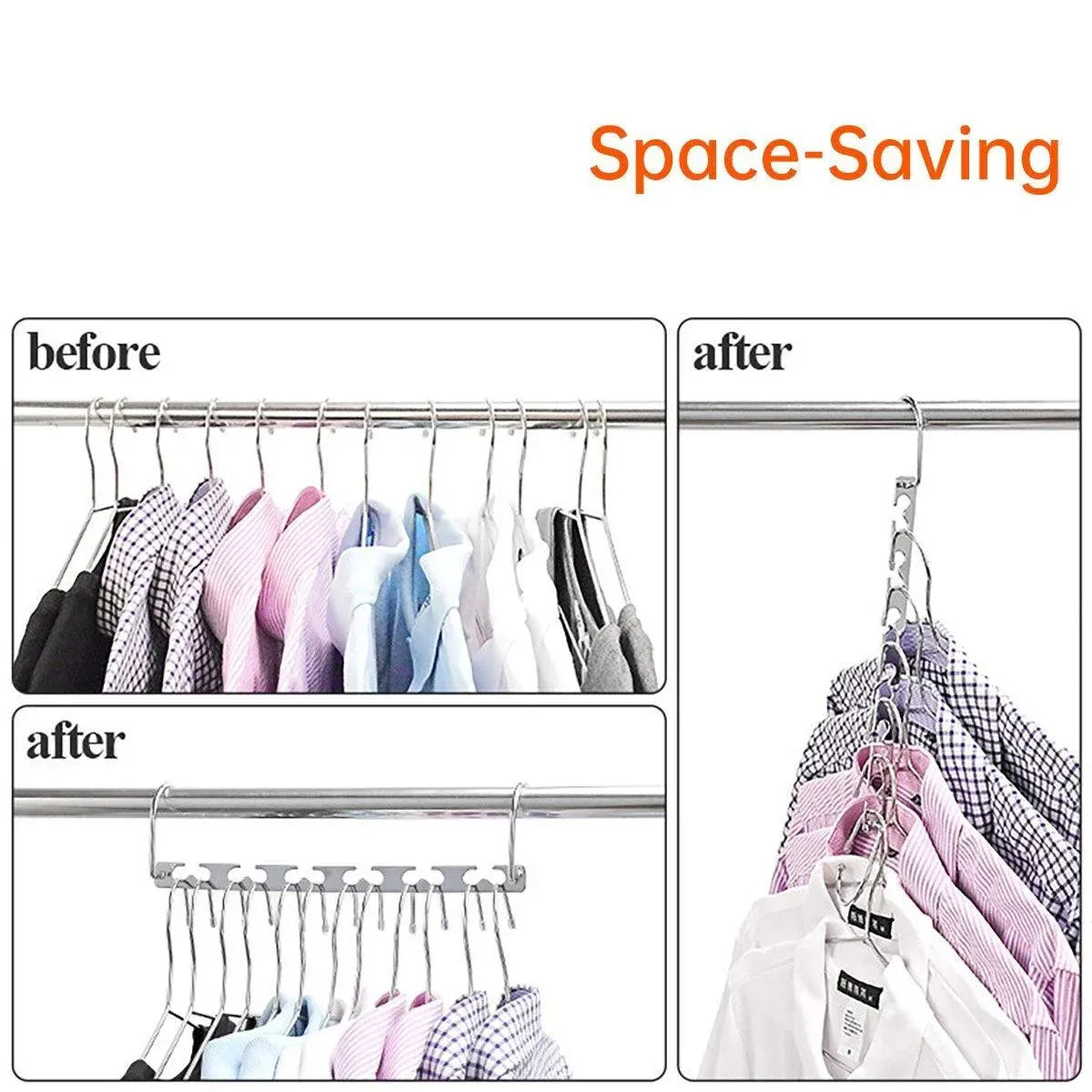12 Pack Space Saving Clothes Hangers Metal Swivel Hook Wardrobe Organiser Rack