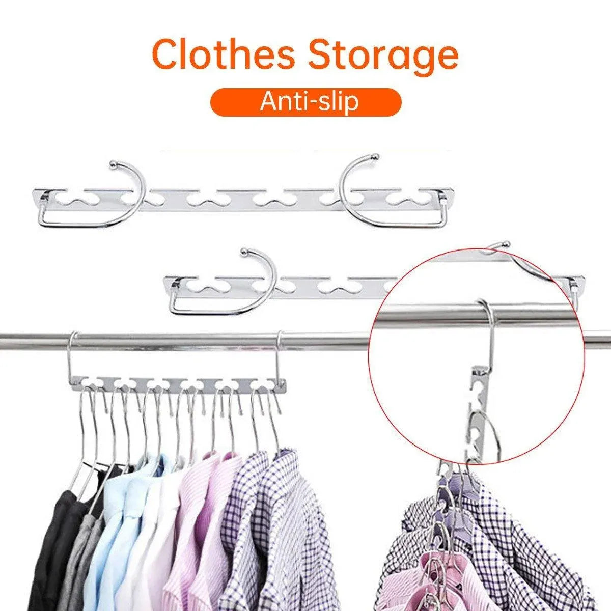 12 Pack Space Saving Clothes Hangers Metal Swivel Hook Wardrobe Organiser Rack