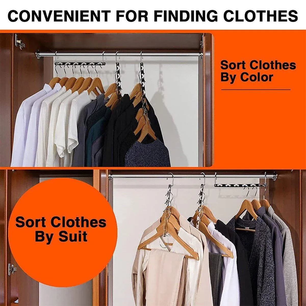 24 Pack Space Saving Clothes Hangers Metal Swivel Hook Wardrobe Organiser Rack