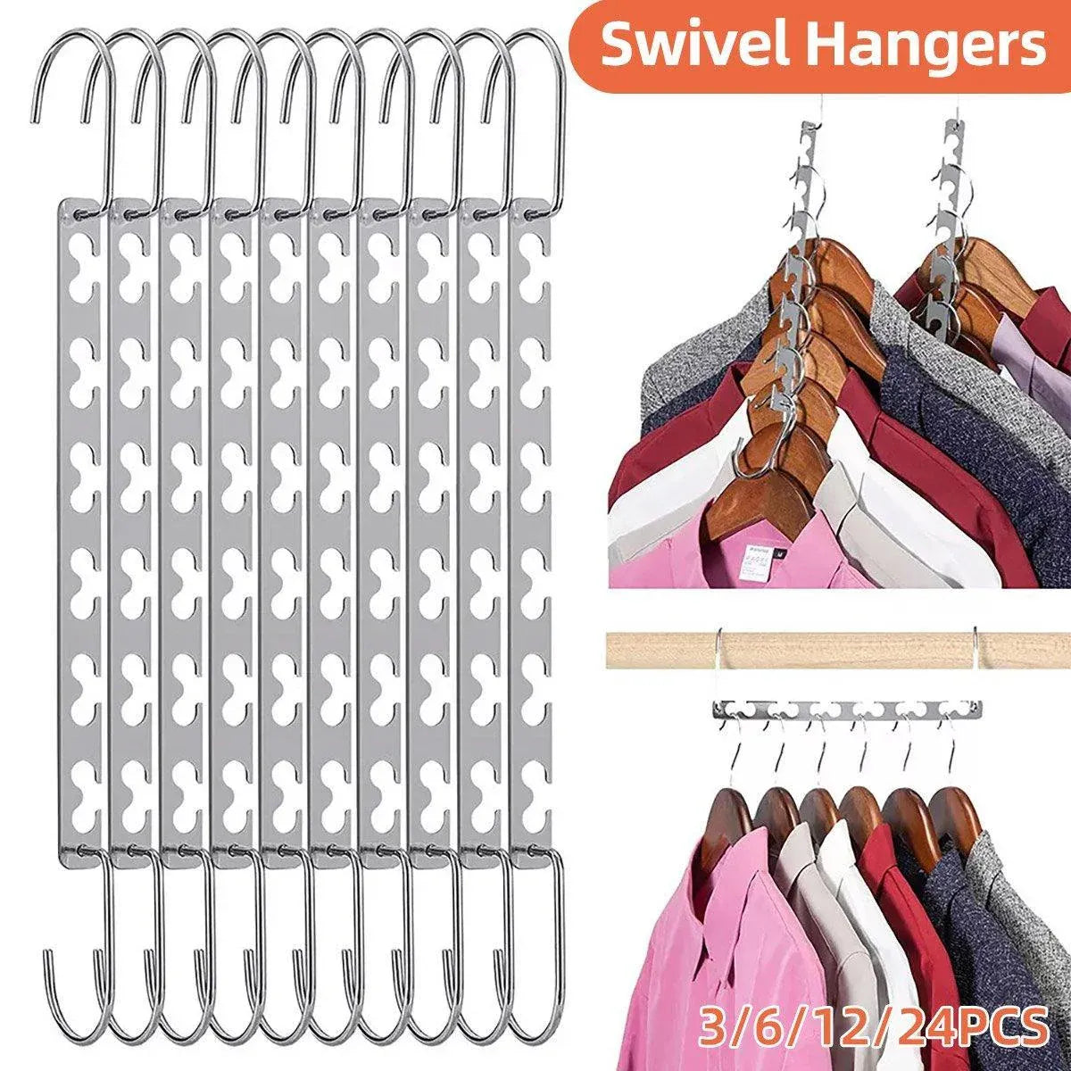 Clothes Hanger Space Saving Hook Folding Wardrobe Multipurpose Rack Coat Pants - 3PCS