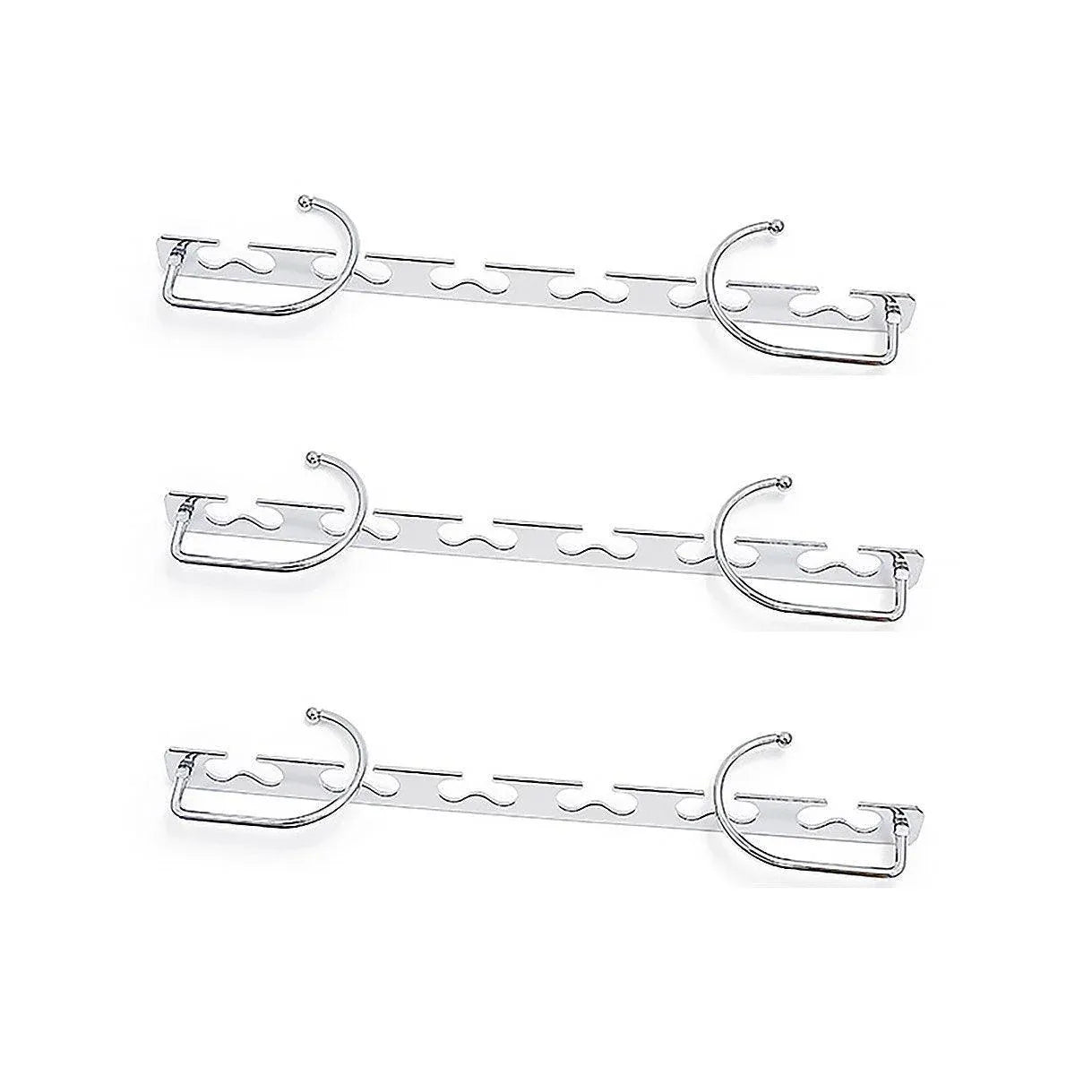 3 Pack Space Saving Clothes Hangers Metal Swivel Hook Wardrobe Organiser Rack