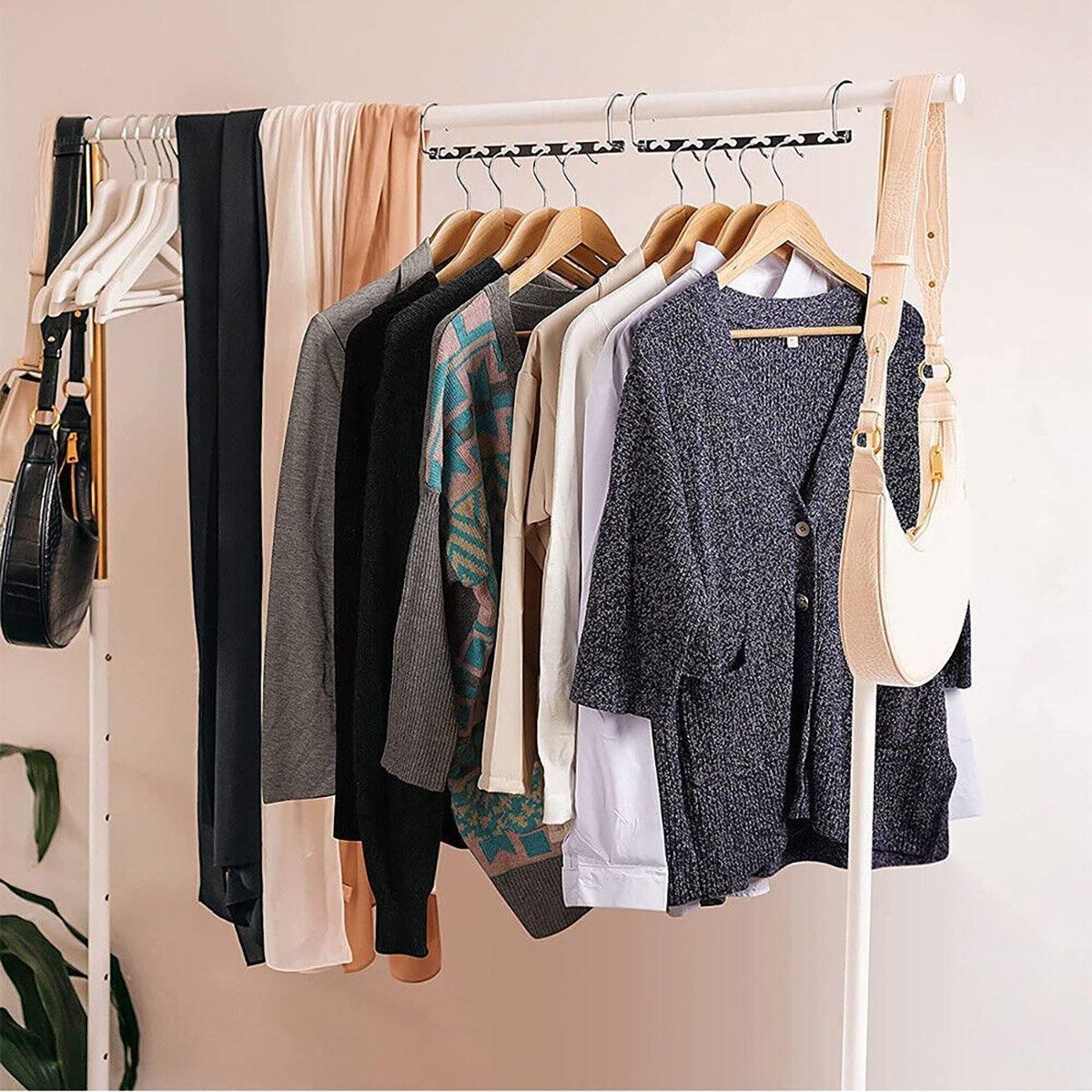 3 Pack Space Saving Clothes Hangers Metal Swivel Hook Wardrobe Organiser Rack