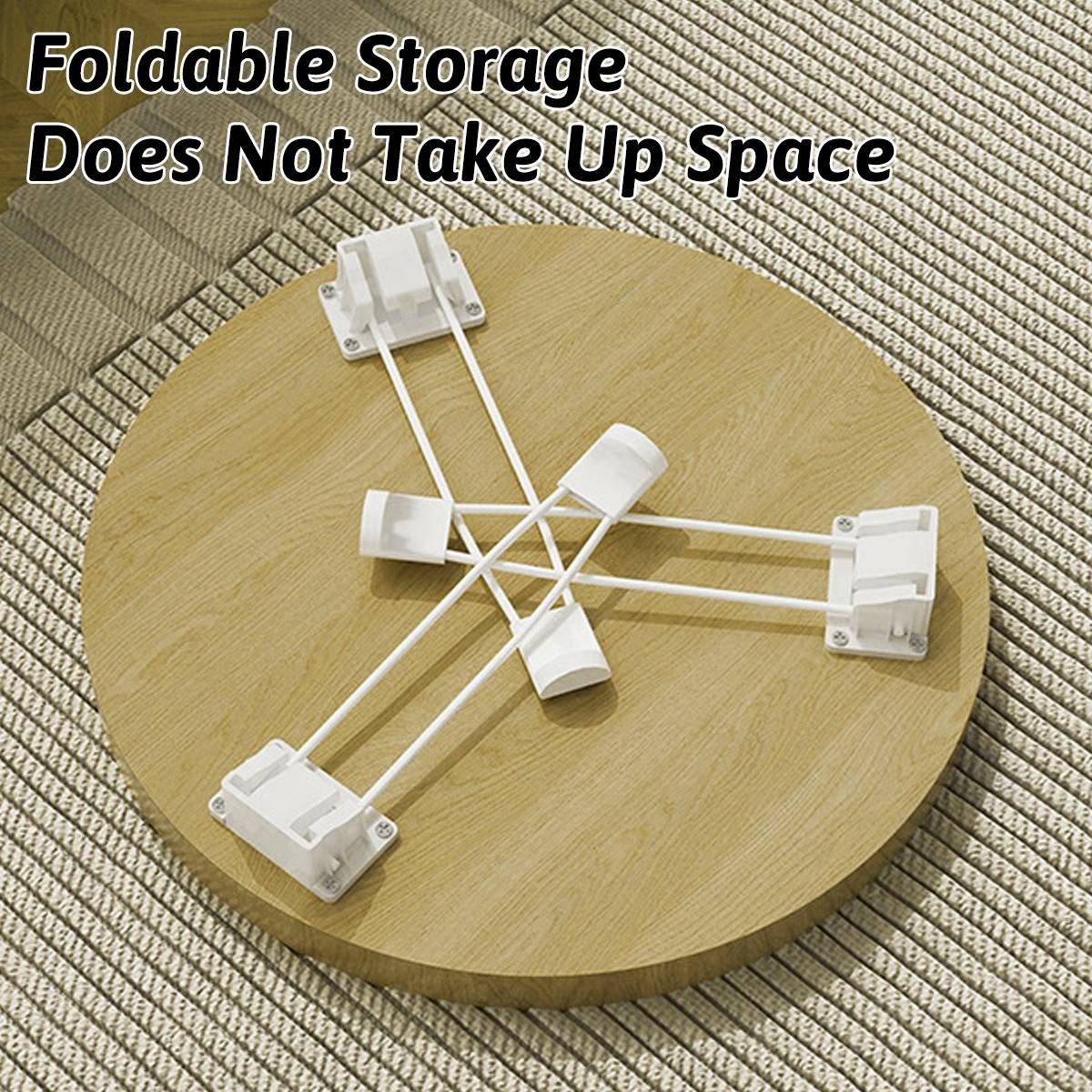 Folding Round Side Table with Carbon Steel Legs and Waterproof Top