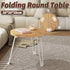 Folding Round Side Table with Carbon Steel Legs and Waterproof Top