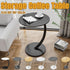 C Shaped Snack Side Table for Sofa Couch Small End Table for Living Room Bedroom - Black-Black