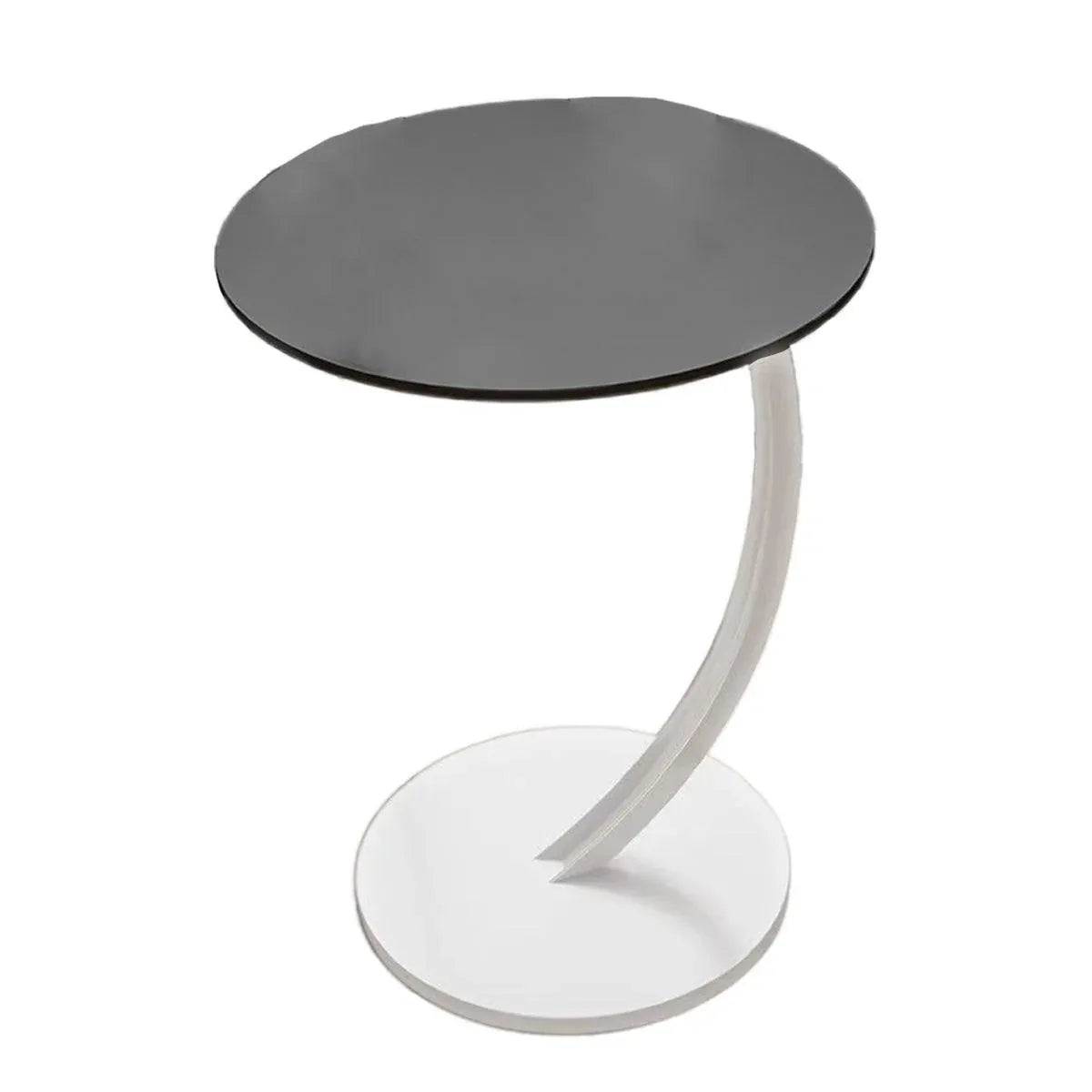 C Shaped Side Table for Sofa Couch Metal Frame Snack End Table 60cm Black White