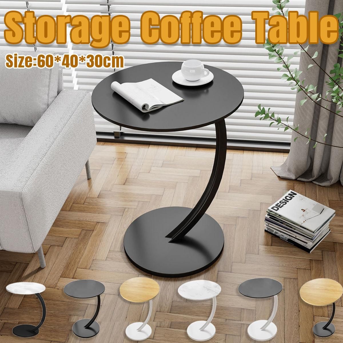 C Shaped Side Table for Sofa Couch Metal Frame Snack End Table 60cm Black White