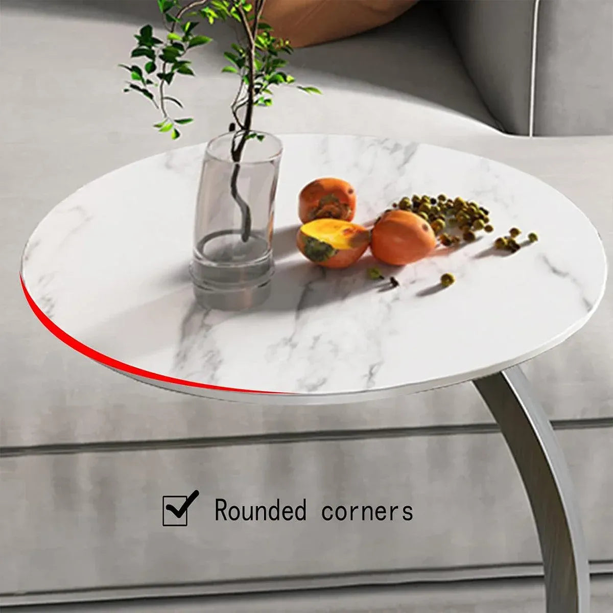 C Shaped Side Table for Sofa Couch Metal Frame Snack End Table 60cm Black White