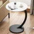 C Shaped Side Table for Sofa Couch Metal Frame Snack End Table 60cm Black White