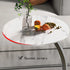 C Shaped Snack Side Table for Sofa Couch Small End Table for Living Room Bedroom - Brown-White