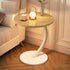C Shaped Snack Side Table for Sofa Couch Small End Table for Living Room Bedroom - White-White