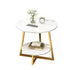 Round Side Table 2 Tier White Nightstand Coffee Sofa End Table Marble Design