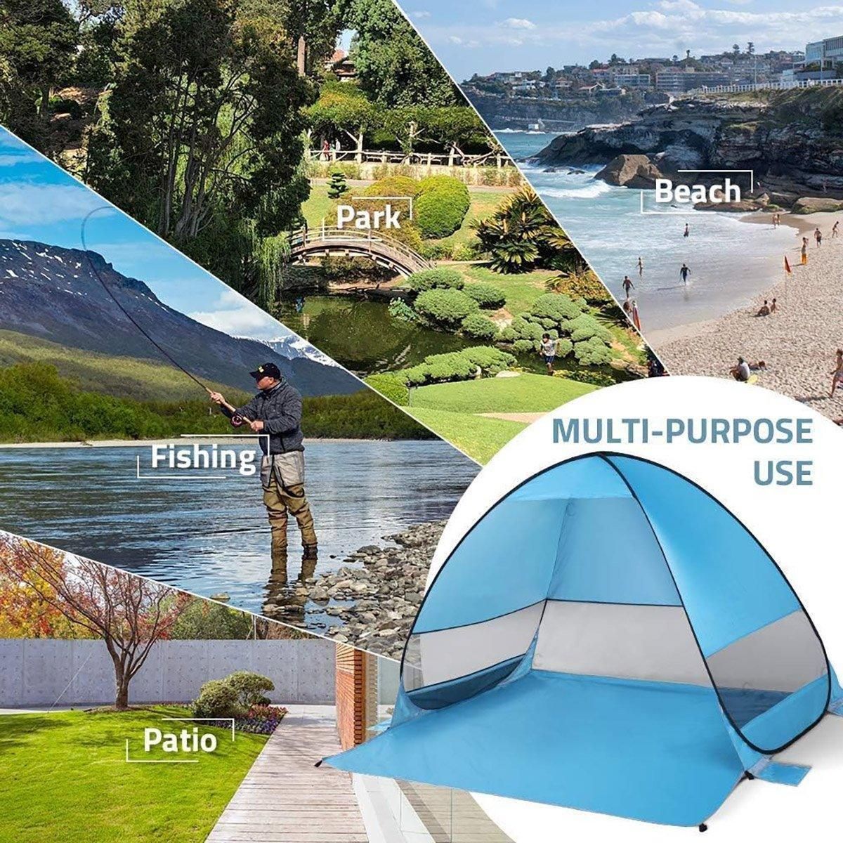Automatic Pop Up Beach Tent UPF 50+ Sun Shelter for 3-4 People with Carry Bag