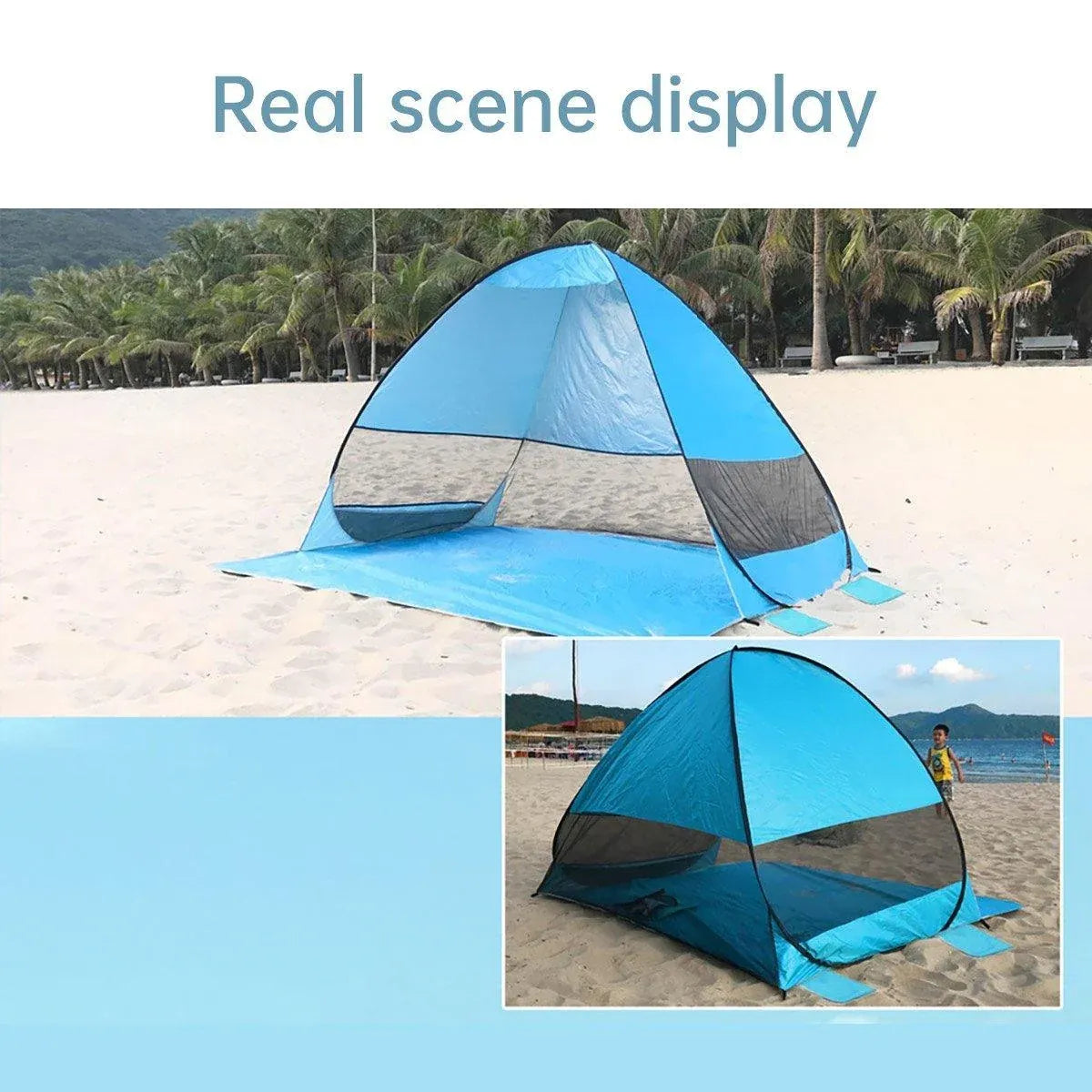 Automatic Pop Up Beach Tent UPF 50+ Sun Shelter for 3-4 People with Carry Bag