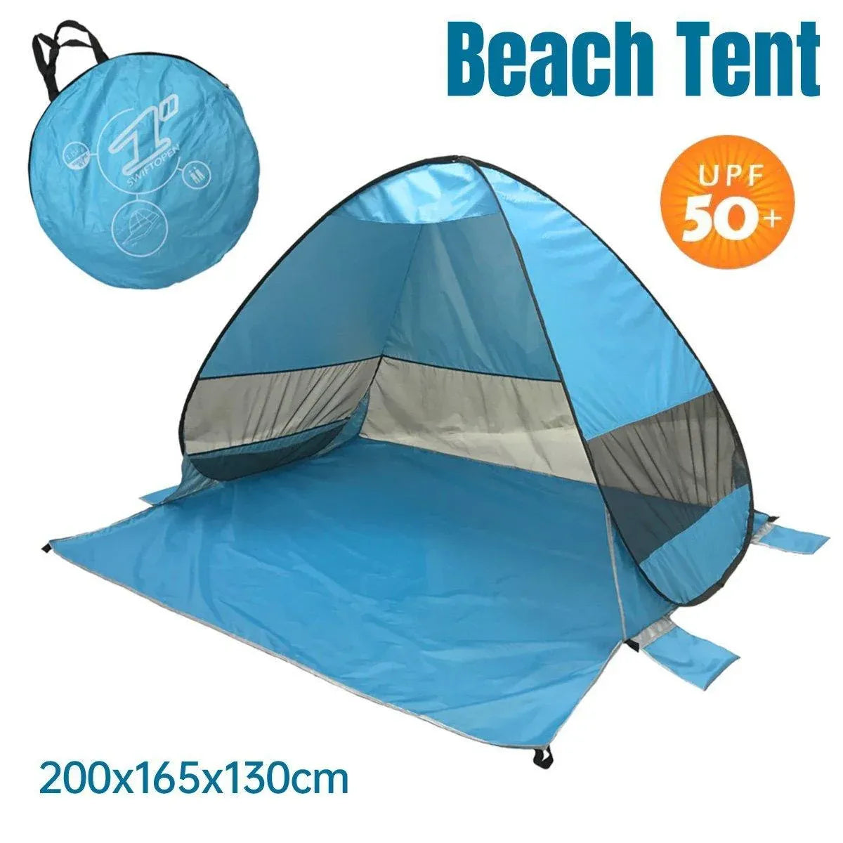Automatic Pop Up Beach Tent UPF 50+ Sun Shelter for 3-4 People with Carry Bag