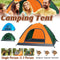 Outdoor Camping Tent Portable Sun Protection Lightweight Quick Setup Shelter - Orange 2-3 Person