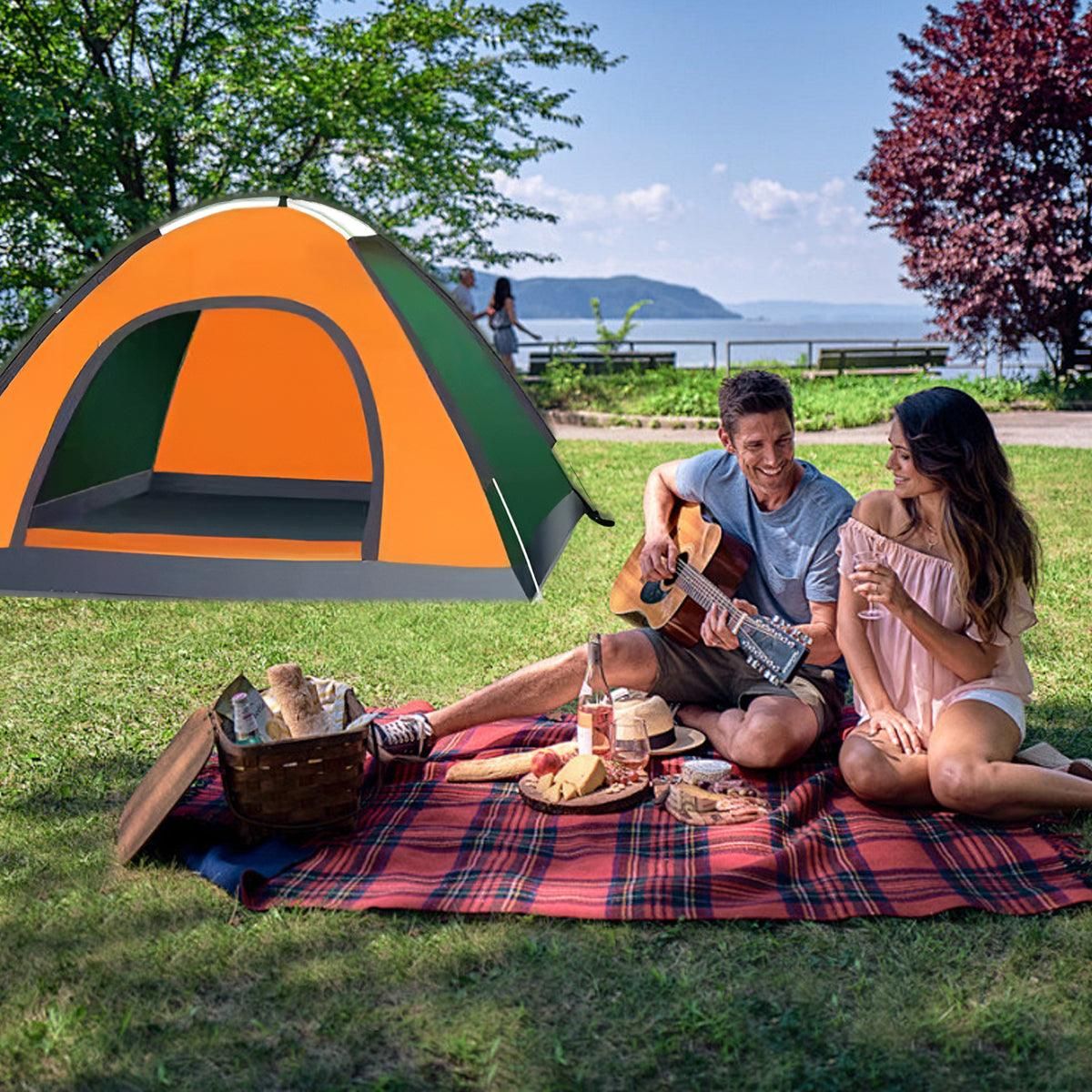 Outdoor Camping Tent Portable Sun Protection Lightweight Quick Setup Shelter - Blue 2-3 Person