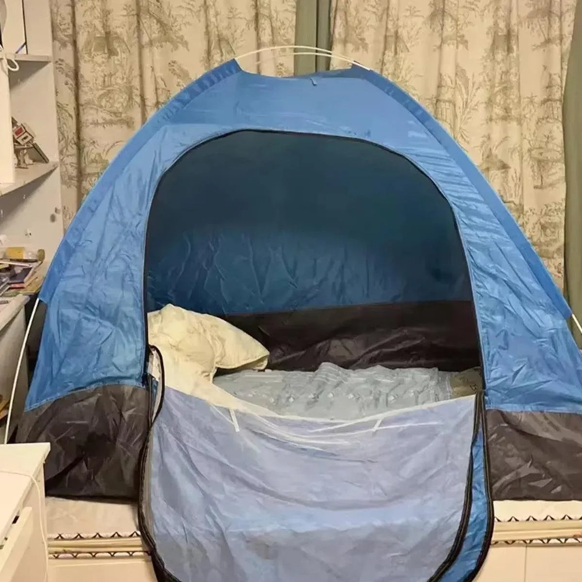 Outdoor Camping Tent Portable Sun Protection Lightweight Quick Setup Shelter - Blue 2-3 Person