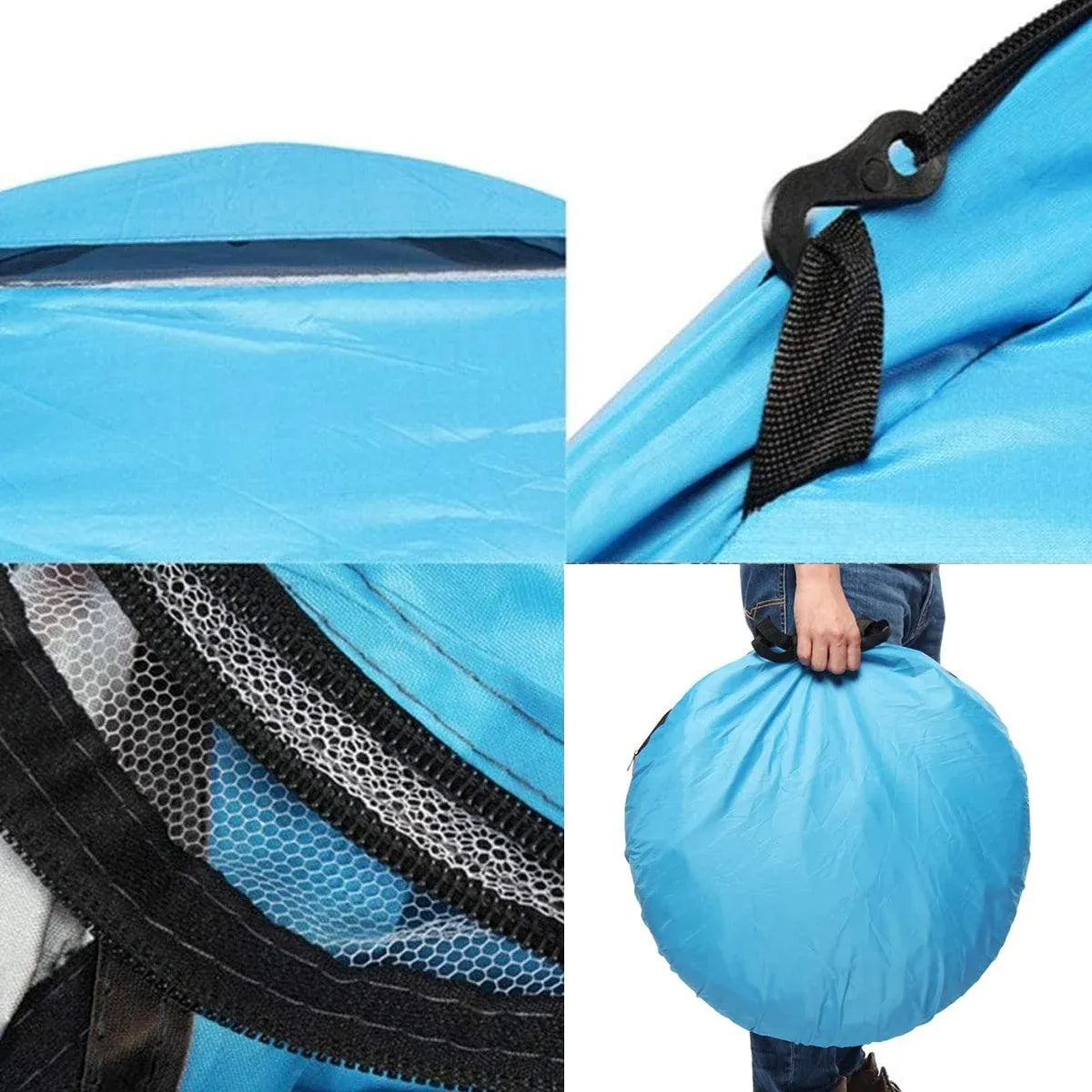 Outdoor Camping Tent Portable Sun Protection Lightweight Quick Setup Shelter - Blue 2-3 Person
